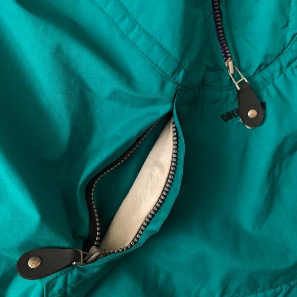 Vintage 90s Obermeyer Scarlett Ski Anorak Winter Jacket Zip Pullover Coat Teal - Picture 11 of 16